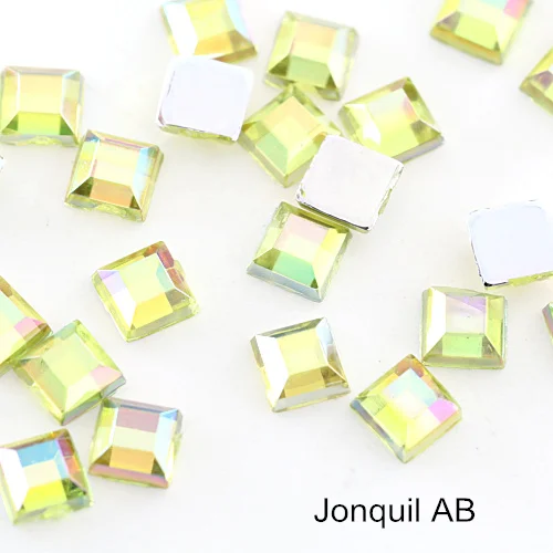 Новая 100 квадратная акриловая 2 мм не-тепло фиксированная плоская подставка из горного хрусталя серебряный Клей для страз со стразами, со стразами DIY ногтей H0991 - Цвет: Jonquil AB