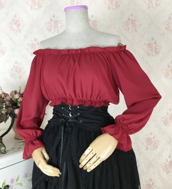 Claret Top Женское платье лолиты ледяные куклы JSK хлопок шифон Лолита бордовый темно-синий кружевной бант брекеты готические платья леди ретро суд бальный костюм - Цвет: Claret Top