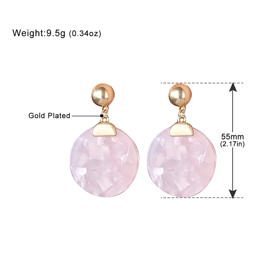 Mecresh Trendy Pink Acrylic Round Drop Earrings Fashion Party Jewelry Romantic Cute Small Women Accessories MEH1323 | Украшения и