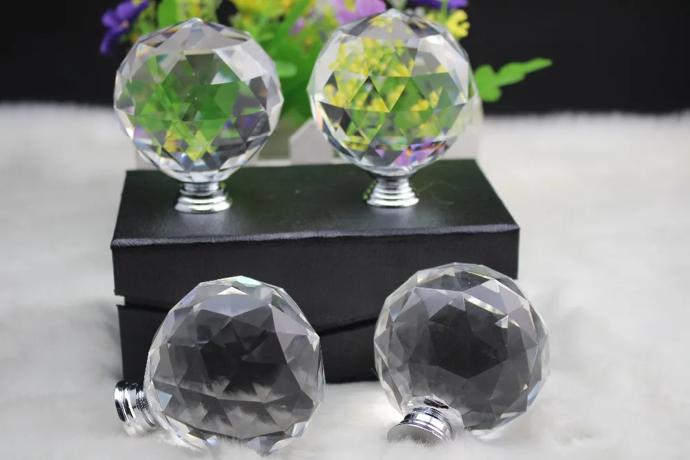 Бесплатная доставка 2 шт./лот 60 мм прозрачные цветные хрустальные ручки для шкафа