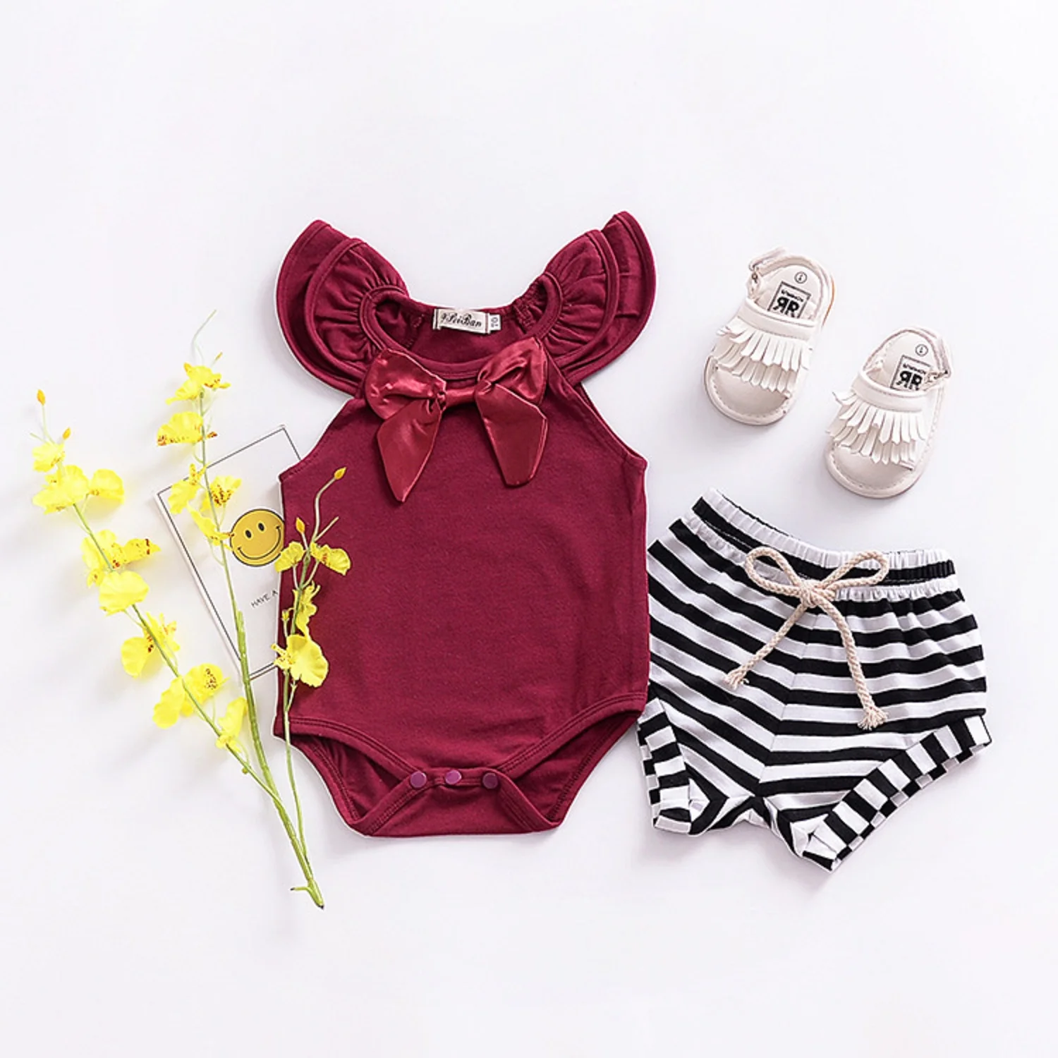 Pudcoco/милый комбинезон с бантом для новорожденных девочек летняя одежда маленьких