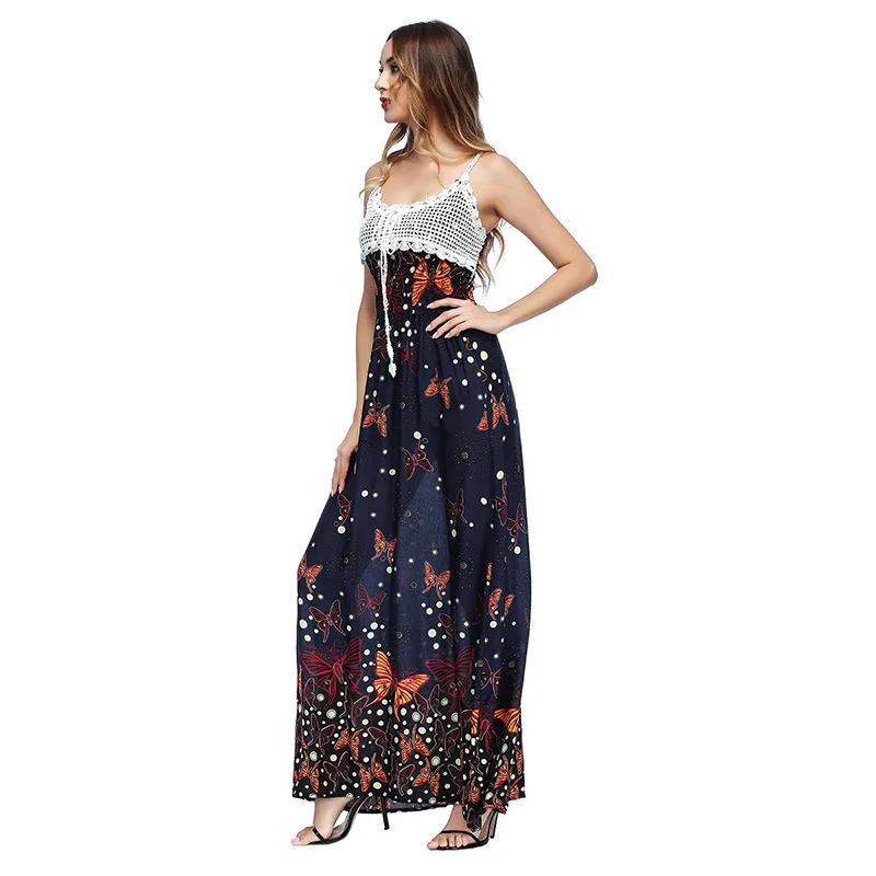 Женские платья 2019 Пляжное Платье с принтом сексуальное кружевное платье на