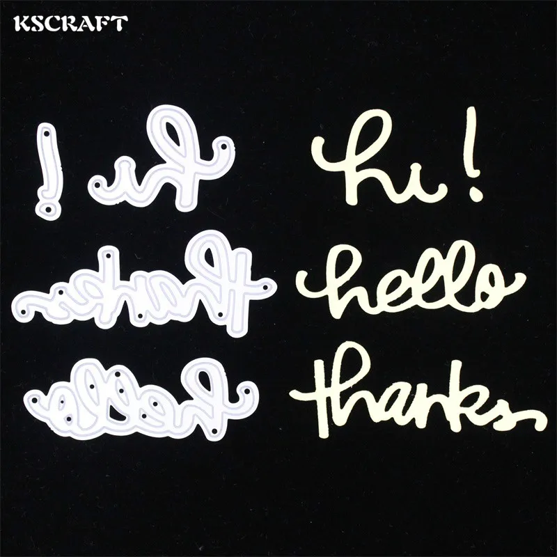 Металлические пресс формы KSCRAFT Hello Thank для скрапбукинга сделай сам/изготовления
