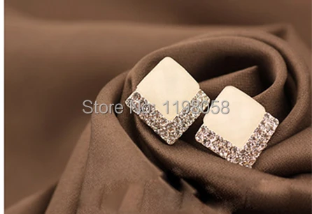 Free shipping support one pair order Hot korea diamante square big earrings lady | Украшения и аксессуары
