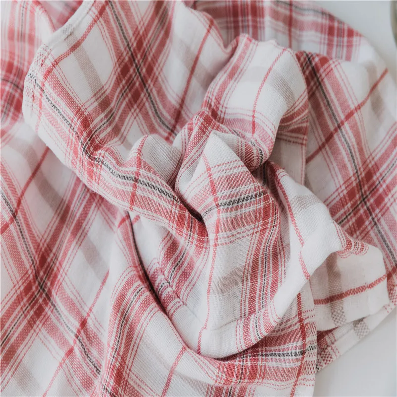 Японский Стиль светло-красный Клетчатый узор Ванна Полотенца хлопок 3 шт. для