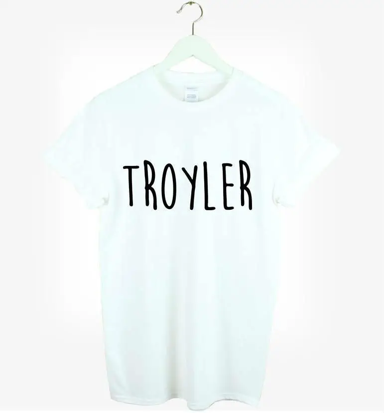 

2015 Brand New Women Tshirt Troyler Letters Print Cotton Casual Funny Shirt For Lady Black White Top Tee Hipster ZT203-55