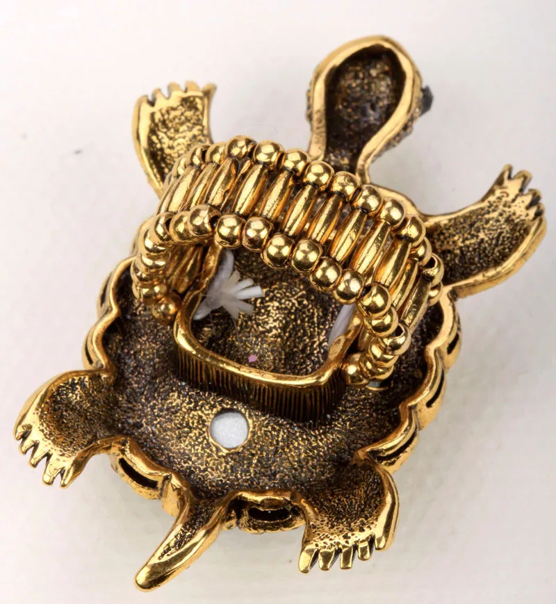 Большая черепаха эластичное кольцо античный золотой серебряный цвет W кристалл