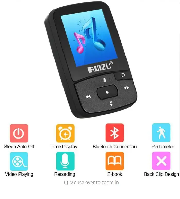 Оригинальный мини спортивный MP3 плеер RUIZU X50 с Bluetooth 8 Гб поддержка tf карты fm радио