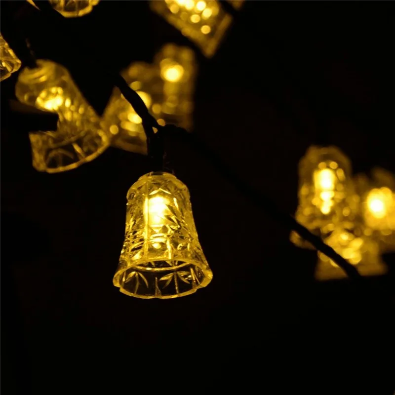 20 светодиодных колокольчиков наружные солнечные гирлянды водонепроницаемый