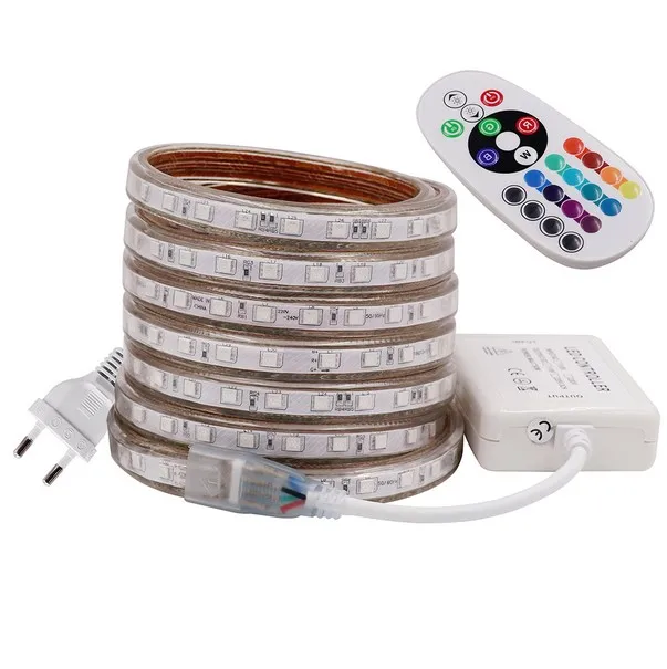 Светодиодная лента 5050 RGB 110 В 220 в 60 светодиодов/м IP65 водонепроницаемая