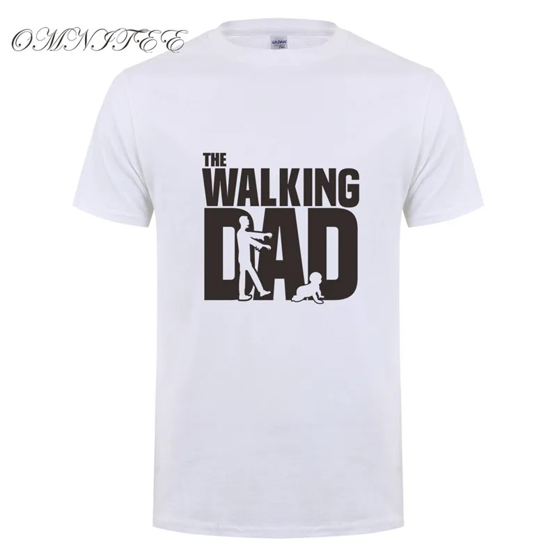 Omnitee Walking папа футболки для мужчин Топ на каждый день хлопок Father's Day с короткими