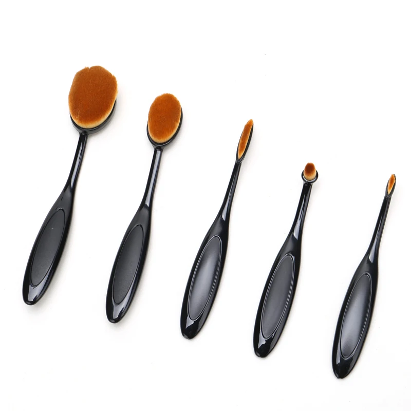 5 Шт./компл. Овальной Макияж Кисти Фонд make up Brush Set Комплект Черный Зубная Щетка BB