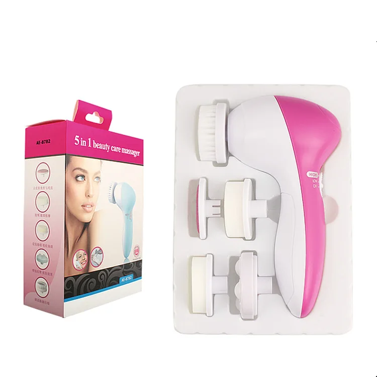 

100Sets/Lot 5 in 1 Electric Wash Face Machine Facial Pore Cleaner Body Cleaning Massage Mini Skin Beauty Massager Brush