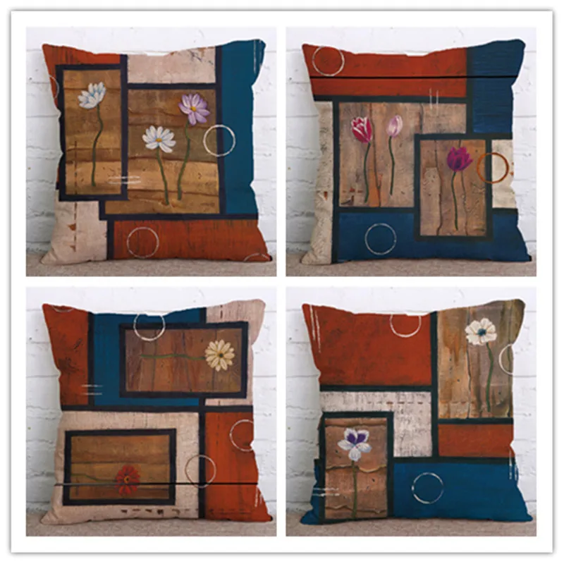 Ретро Простой решетчатый Печатный Наволочка Чехол Текстиль для дома искусство и