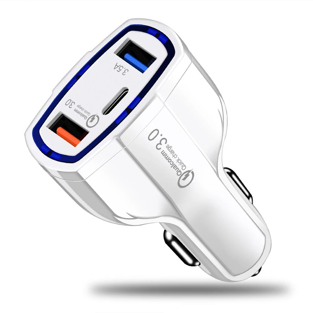 Автомобильное зарядное устройство с функцией быстрой зарядки 3USB-порта |