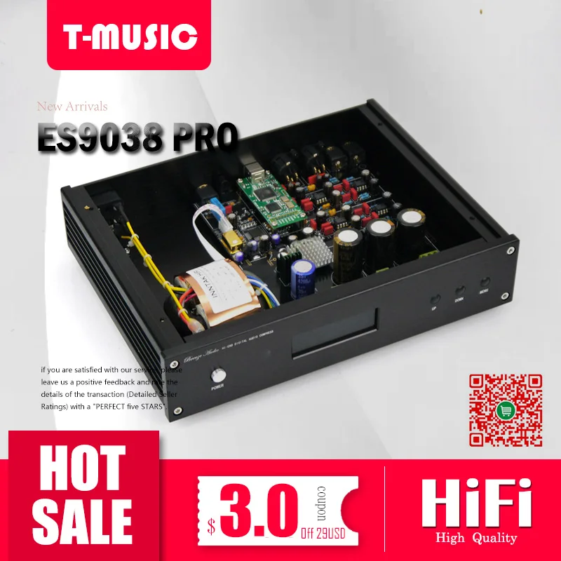 Топ ES9038 ES9038PRO ЦАП Декодер поддержка XMOS/Amanero ies USB 32 бит/384 K DSD XLR сбалансированный выход
