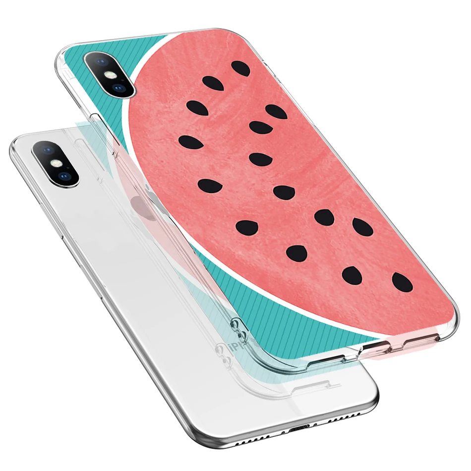 KJOEW летний арбузный лимонный чехол для iPhone X XS XR Xs Max мягкий TPU Прозрачный задний