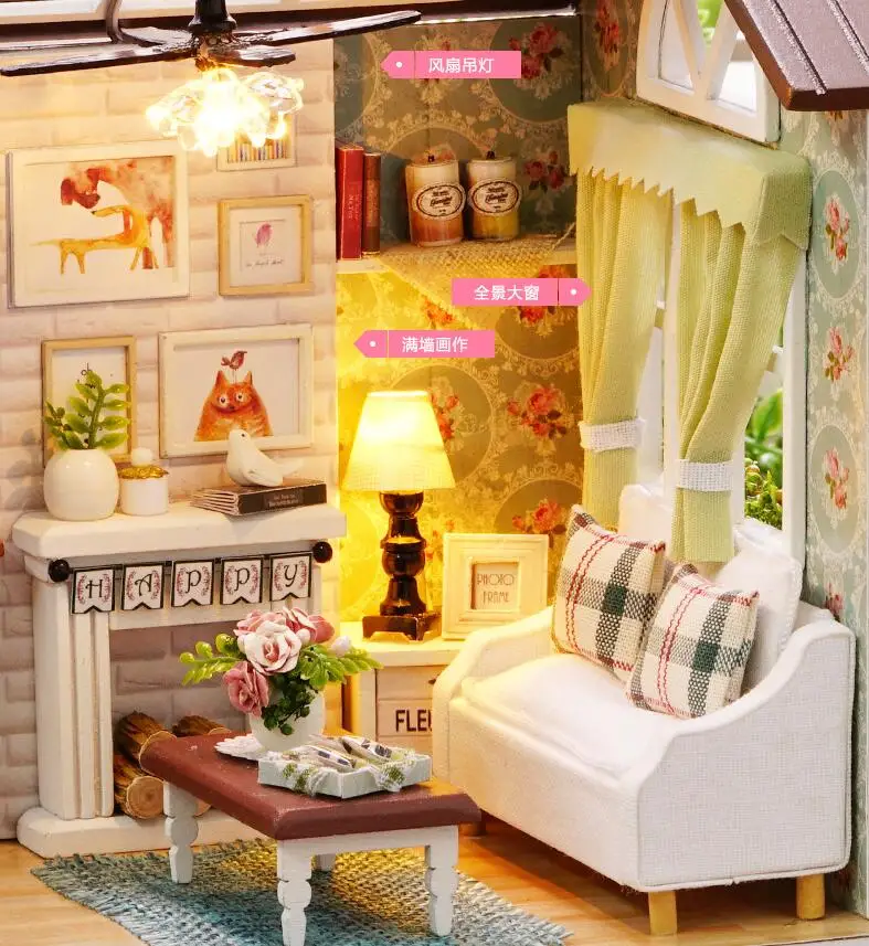 Кукольный дом мебели Diy миниатюрный дом 3D деревянный Miniaturas кукольный домик игрушки для детей подарки на день рождения