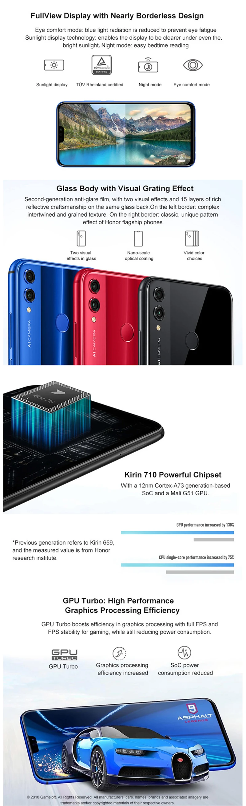 Смартфон HONOR 8X Android 8,1 4G LTE, 4 Гб ОЗУ, 64 Гб ПЗУ, 6,5 дюймов, 2,2 ГГц, четыре ядра, 20 Мп+ 16 МП, 3750 мАч, мобильный телефон с функцией распознавания лица