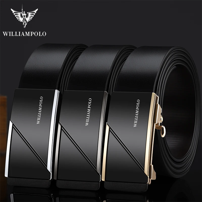 WILLIAMPOLO men belt Leather Strap Male Automatic Buckle Belts For Men  Girdle Trend Men's Belts Fashion Designer Belt luxury