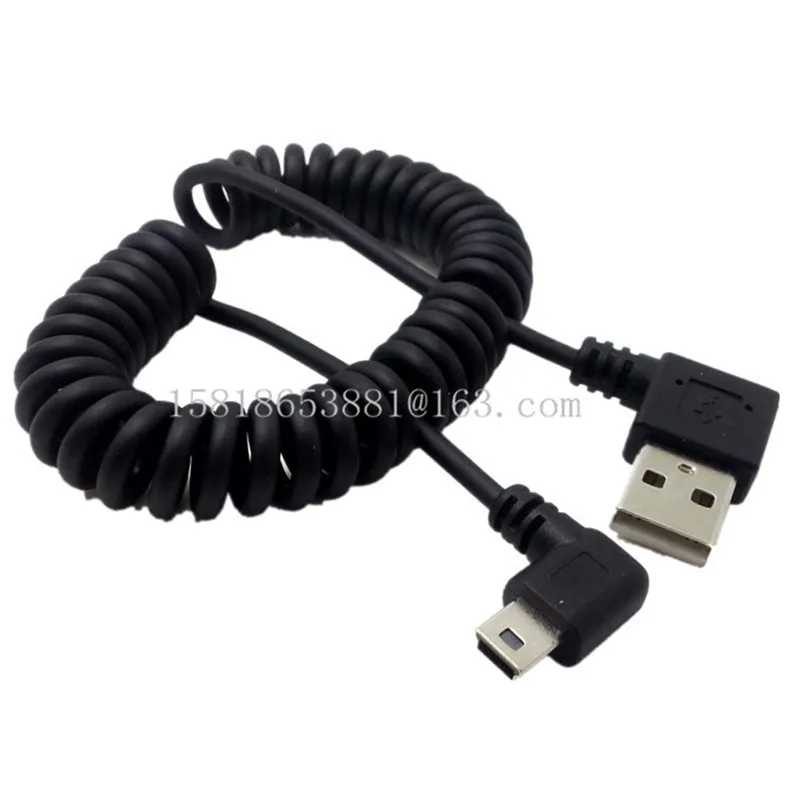 

USB 90 Degree Right Angle Cable USB A right turn to mini USB right turn spring cable for Mobile hard disk and navigation mobile