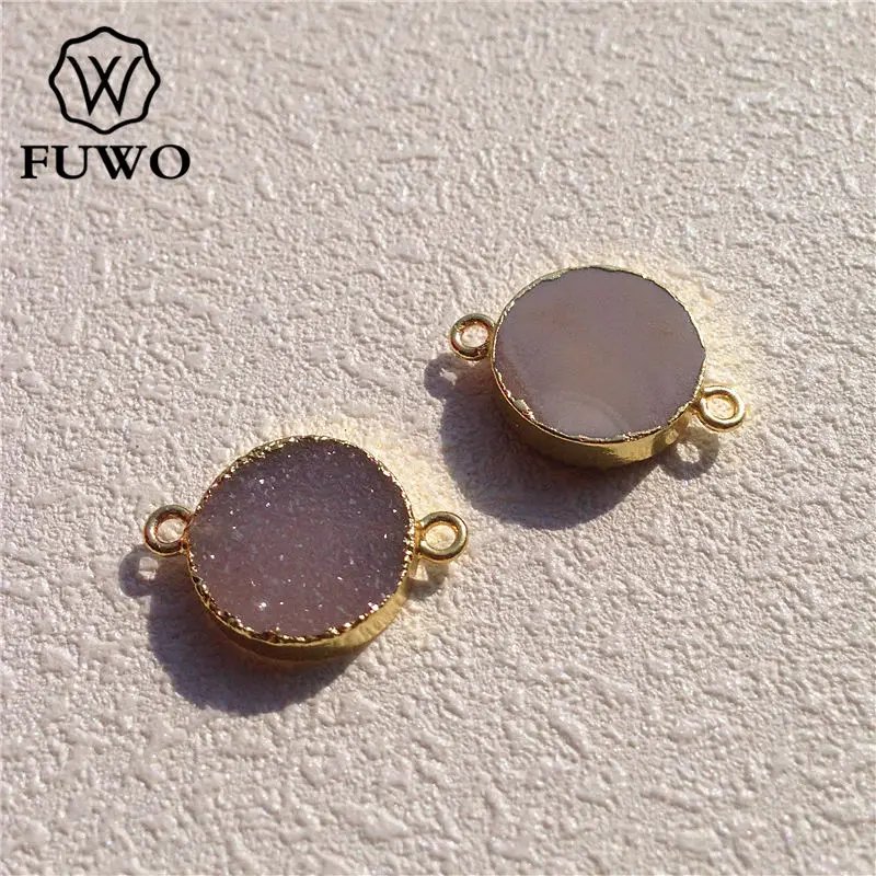 Женские круглые соединители FUWO золотистые из 24-каратного золота с