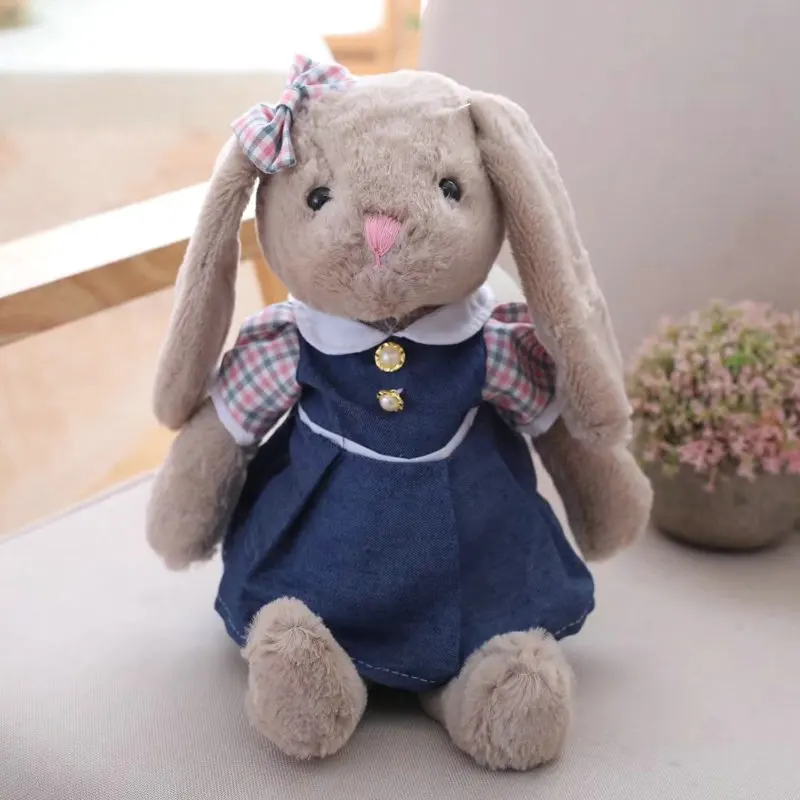 Navy rabbit Экспорт серый кролик плюшевая игрушка кролик с юбкой кукла мягкая мультяшная кукла животные высокое качество дети девочки подарок на день рождения - Цвет: Navy rabbit