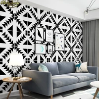 beibehang papel de parede modern minimalist black and white square lattice ceiling living room bedroom tv background wallpaper