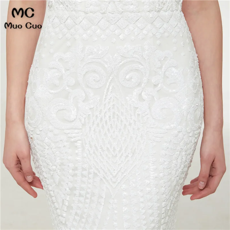 Уникальный Русалка Выпускные платья Длинные с блестками Vestido de festa Пол Длина белый формальный вечернее платье для женщин
