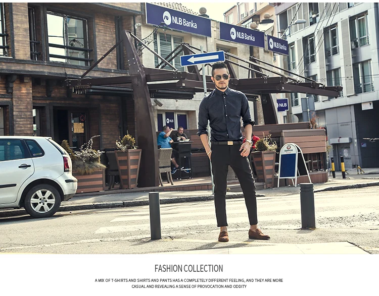 Новые осенние модные брендовые Для мужчин Костюмы Slim Fit Для мужчин рубашка с длинными рукавами Для мужчин однотонные хлопковые Повседневное Для мужчин рубашка социальной S2143