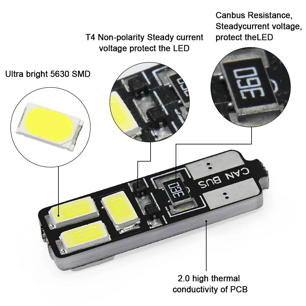 Светодиодная лампа Canbus T10 6smd 194 2xT10 5630 W5W для автомобиля|Сигнальная лампа| |