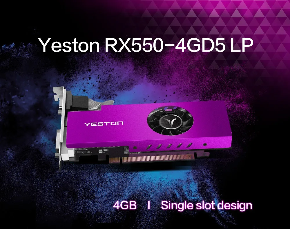 Yeston Radeon mini RX 550 GPU 4 ГБ GDDR5 128 бит игровой настольный компьютер ПК видеокарты Поддержка VGA/DVI-D/HDMI PCI-E 3,0
