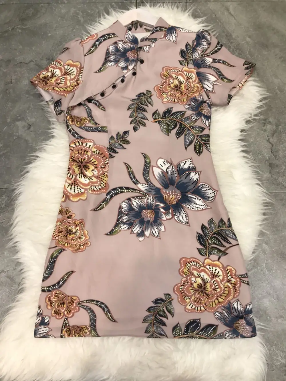 EXCOSMIC Печать Cheongsam сексуальные кружева элегантные офисные Цветочные Вечерние платья с вышивкой Макси женские платья Vestido винтажные