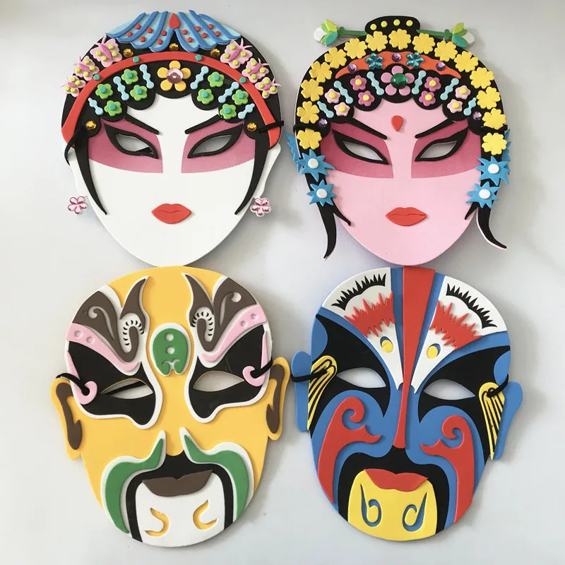 Happyxuan, 4 шт., Китайская традиционная Пекинская опера, маска EVA, стикер, детский набор для рукоделия, сделай сам, креативные игрушки для детского сада, Новинка
