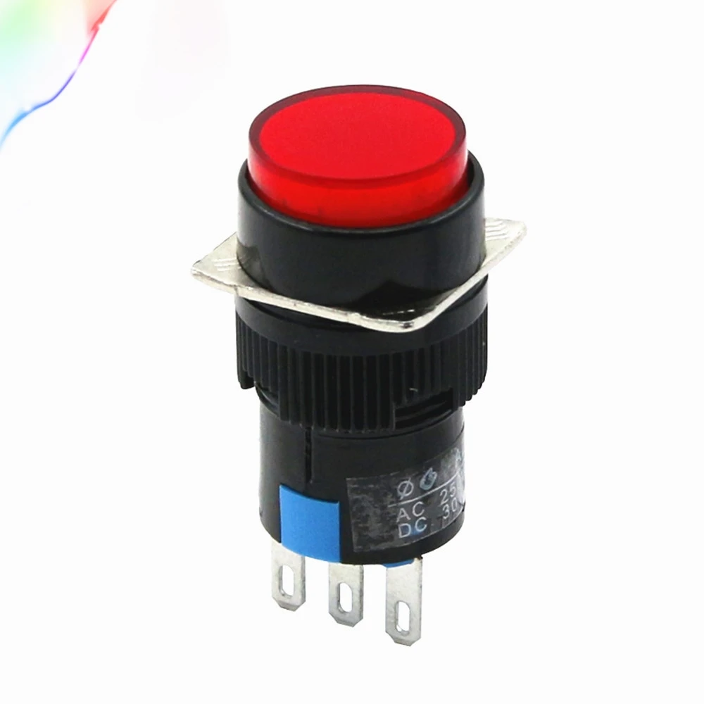 16 мм AC250V 3A DC30V 5A нить Панель крепление SPDT мгновенного кнопочный переключатель LA16