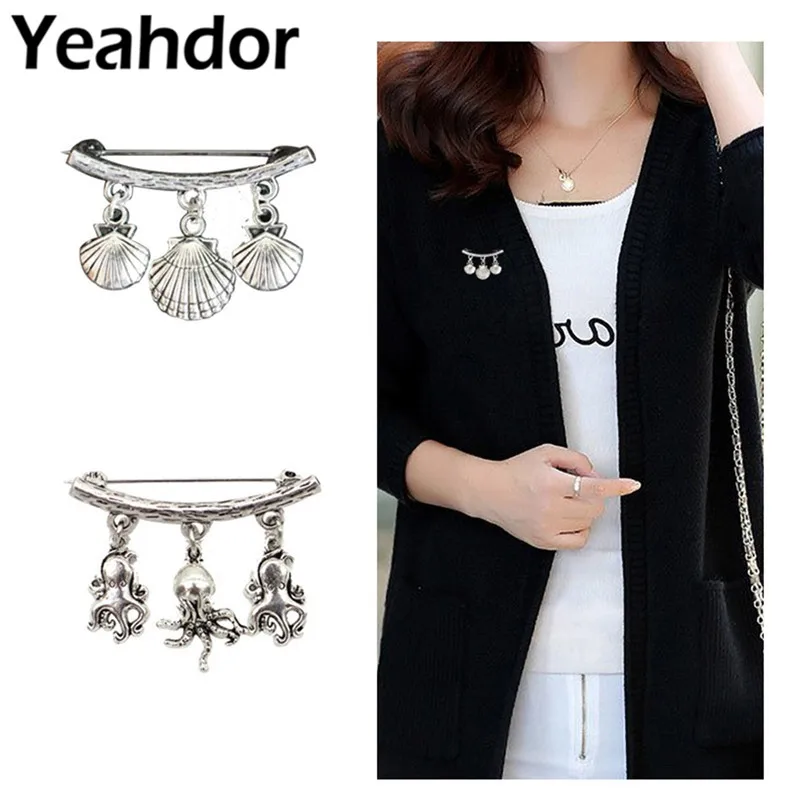 Женская Брошь на шарф осьминога модная брошь |