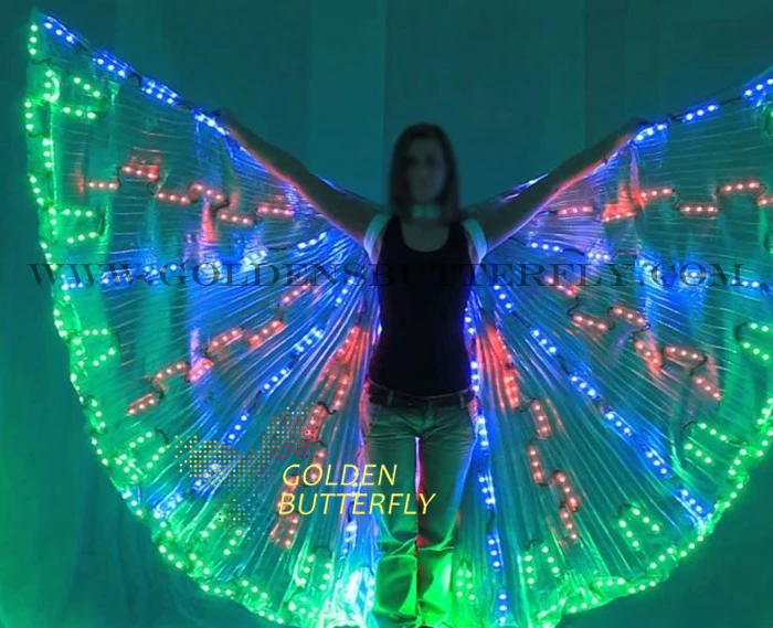 LED крылья светящиеся 2017 Модные женские красочные бабочки шоу одежда легкое