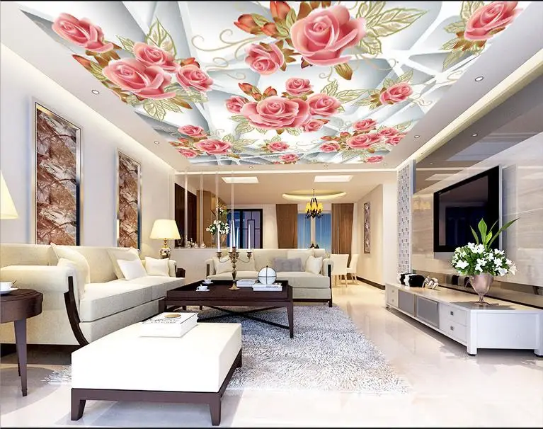 

photo wallpaper Custom 3D ceiling wallpapers for living room bedroom Romantic rose 3d ceiling wallpaper