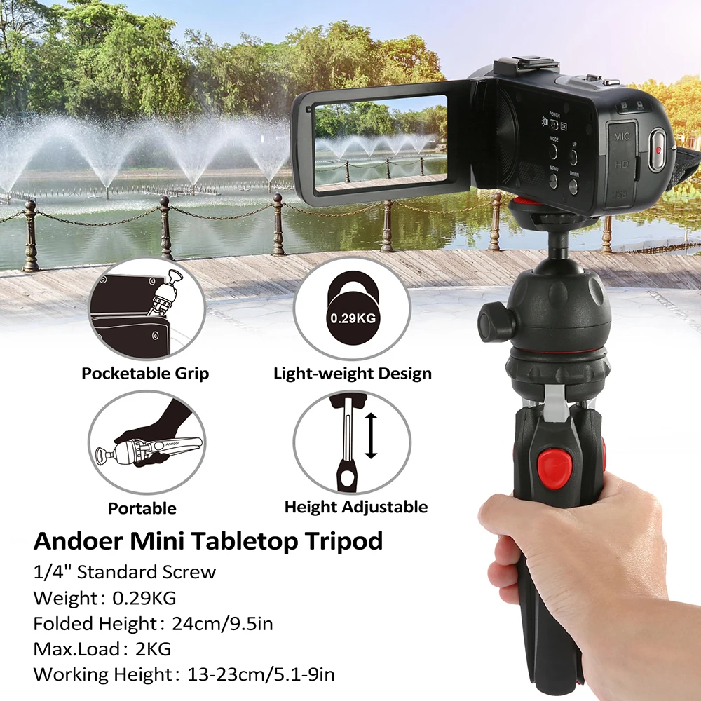 Andoer H20 мини настольный штатив с шаровой головкой Портативный складной для