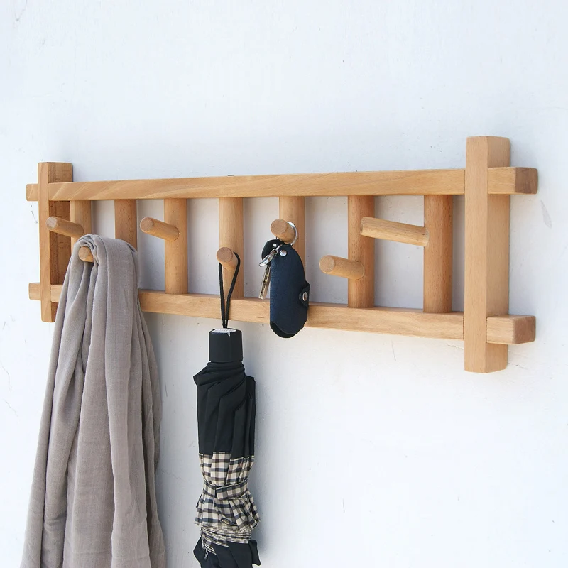 

collalily Nordic wooden Modern Design Wall Door clothes Robe Hook Coat Racks for corridor Hook Rails Decor Japanese American