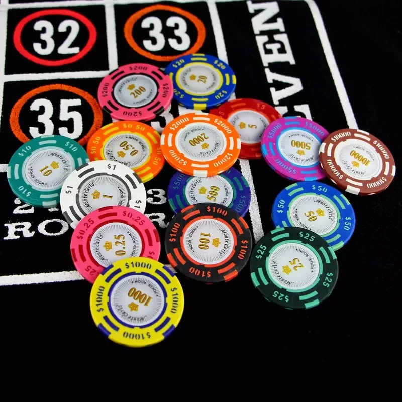 100 шт Монте Карло покерные фишки набор казино азартные игры маркер 14 г глина со