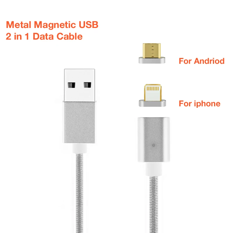 2 в 1 Магнитный нейлоновый плетеный кабель Lightning Quick Charge для iphone 8 Plus ipad 4 Xiaomi Note3 5A
