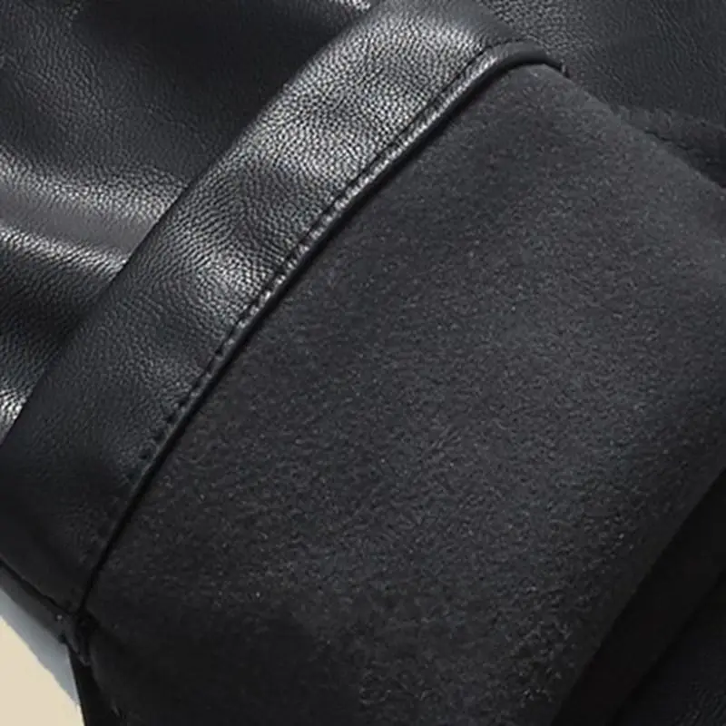 

2021 New Fashion Womens Leather Pants Office Lady High Waist Winter Slim Fit Top Quality Pockets Trouser Black