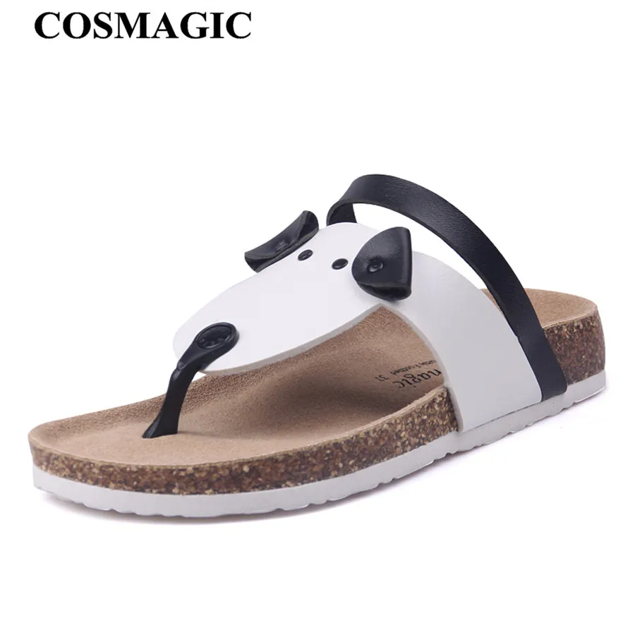 COSMAGIC/Новинка года; летние пляжные шлепанцы на пробковой подошве; повседневные Нескользящие сабо с двойной пряжкой; женские шлепанцы без шнуровки; Вьетнамки; обувь размера плюс