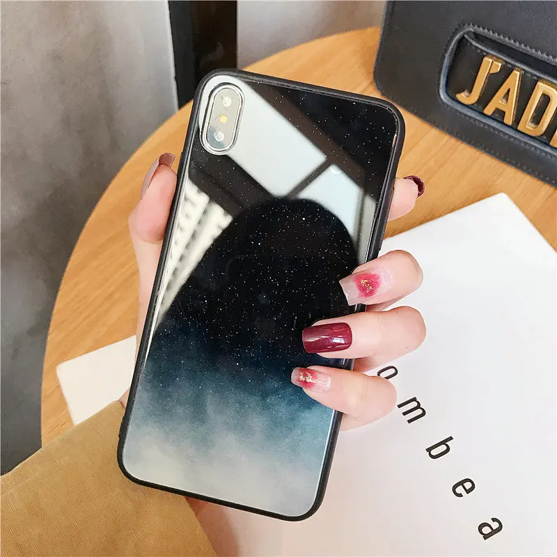 PC + чехол из закаленного стекла для iPhone XS MAX XR с рисунком космической звезды 7 6 S 6s 8