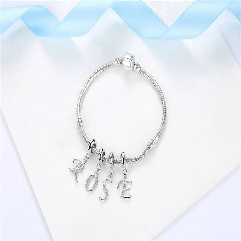 Choruslove A-Z Подвески с буквами 925 пробы серебро CZ 26 бусы с алфавитом fit Pandora Подвески браслет для женщин DIY Ювелирные изделия SS2657