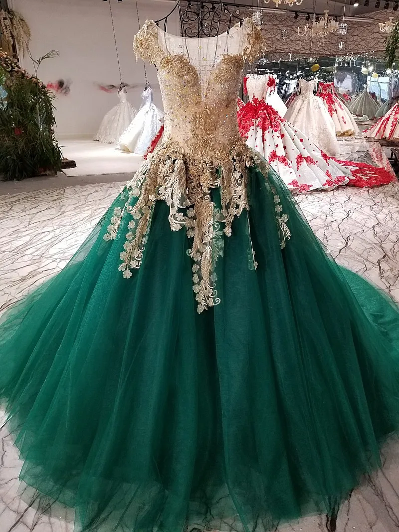 Великолепные трапециевидные Свадебные платья зеленого цвета с золотыми