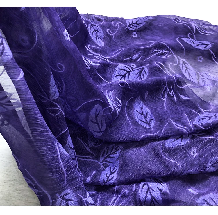 New Super Beautiful Flocking Crepe Yarn Immortal Purple Stereo Embossed Flower Halo-dyed Fold Fabric for Chi | Дом и сад