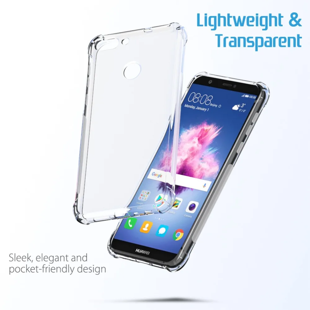 SLEO For Huawei P Smart Case Clear Transparent Soft Silicone TPU Enjoy 7S Coque Nova Lite 2 Cover |