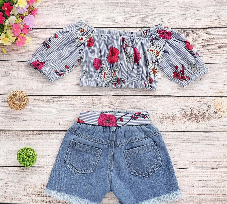 Одежда для новорожденных девочек 0 6 лет топы с открытыми плечами и цветочным